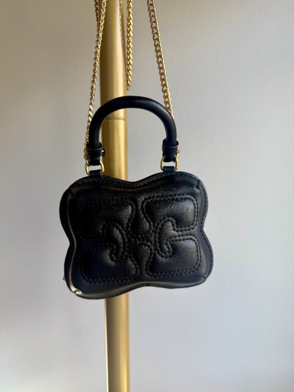 GANNI Butterfly Leather Crossbody Black Bag